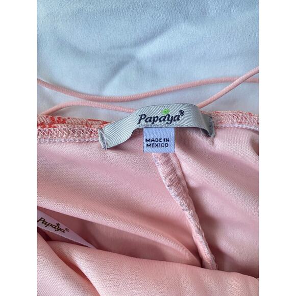 VTG Papaya Y2K Floral Bodycon Mini Dress 2000s M Bratz vibes Paris Hilton style - Picture 5 of 9